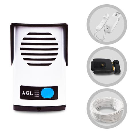 Kit Interfone Porteiro Eletrônico AGL e Fechadura Elétrica 12 Volts 20 Metros de Cabo Menor preço em Kit Interfone Porteiro Eletrônico AGL e Fechadura Elétrica 12 Volts 20 Metros de Cabo