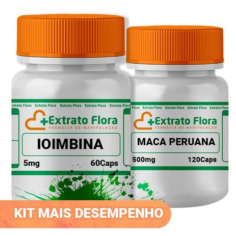 Kit Ioimbina5mg 60 Cápsulas Maca Peruana 500mg 120 Cáps - Extrato flora Menor preço em Kit Ioimbina5mg 60 Cápsulas Maca Peruana 500mg 120 Cáps - Extrato flora