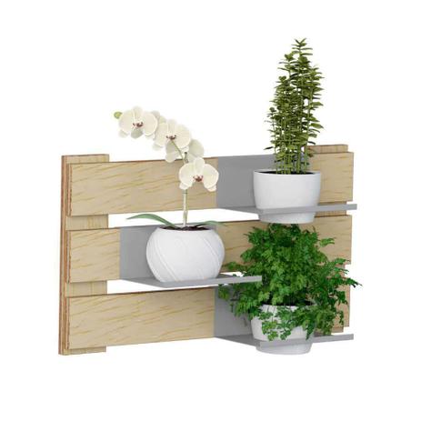 Kit Jardim Vertical Green 3 Prateleiras 2 Cachepots Natural/Cinza - Be mobiliário Menor preço em Kit Jardim Vertical Green 3 Prateleiras 2 Cachepots Natural/Cinza - Be mobiliário