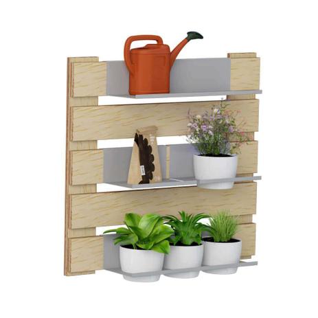 Kit Jardim Vertical Green 4 Prateleiras 4 Cachepots Natural/Cinza - Be mobiliário Menor preço em Kit Jardim Vertical Green 4 Prateleiras 4 Cachepots Natural/Cinza - Be mobiliário