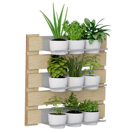Kit Jardim Vertical Green com 9 Cachepots - Natural/Cinza - Be Mobiliário Menor preço em Kit Jardim Vertical Green com 9 Cachepots - Natural/Cinza - Be Mobiliário