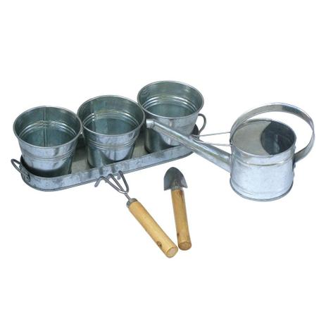 Kit jardinagem - 7 pcs regador bandeja vasos espatula e - Btc decor Menor preço em Kit jardinagem - 7 pcs regador bandeja vasos espatula e - Btc decor