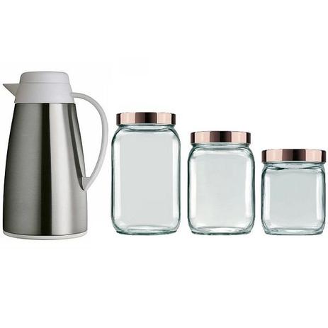 Kit Jarra Termica em INOX + Potes Rose Metalizado Invicta Menor preço em Kit Jarra Termica em INOX + Potes Rose Metalizado Invicta