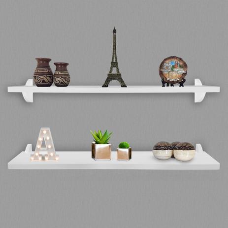 Kit Jogo 2 Prateleiras De Livro De Parede Mdf Branco 60 X 15 - Genus móveis Menor preço em Kit Jogo 2 Prateleiras De Livro De Parede Mdf Branco 60 X 15 - Genus móveis