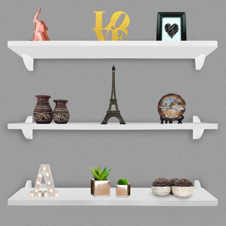 Kit Jogo 3 Prateleiras De Livro De Parede Mdf Branco 60 X 15 - Genus Móveis Menor preço em Kit Jogo 3 Prateleiras De Livro De Parede Mdf Branco 60 X 15 - Genus Móveis