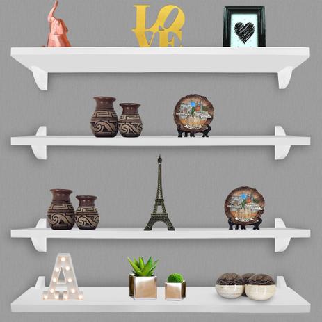 Kit Jogo 4 Prateleiras De Livro De Parede Mdf Branco 60 X 15 - Gênus Móveis Menor preço em Kit Jogo 4 Prateleiras De Livro De Parede Mdf Branco 60 X 15 - Gênus Móveis