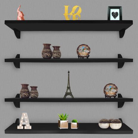 Kit Jogo 4 Prateleiras De Livro De Parede Mdf Preto 60 X 15 - Genus Móveis Menor preço em Kit Jogo 4 Prateleiras De Livro De Parede Mdf Preto 60 X 15 - Genus Móveis