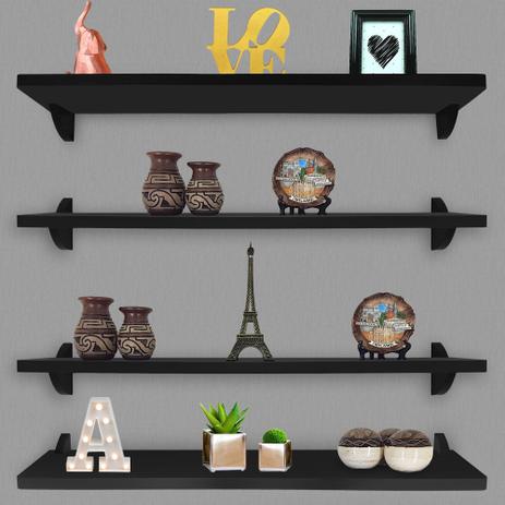 Kit Jogo 4 Prateleiras De Livro De Parede Mdf Preto 60 X 15 - Genus Móveis é boa?