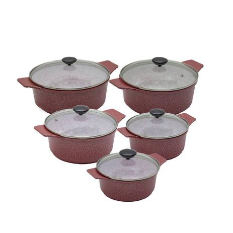 Kit Jogo 5 Panelas De Cerâmica Antiaderente Profissional Forno Fogão Tampa de Vidro Casa Dona Menor preço em Kit Jogo 5 Panelas De Cerâmica Antiaderente Profissional Forno Fogão Tampa de Vidro Casa Dona