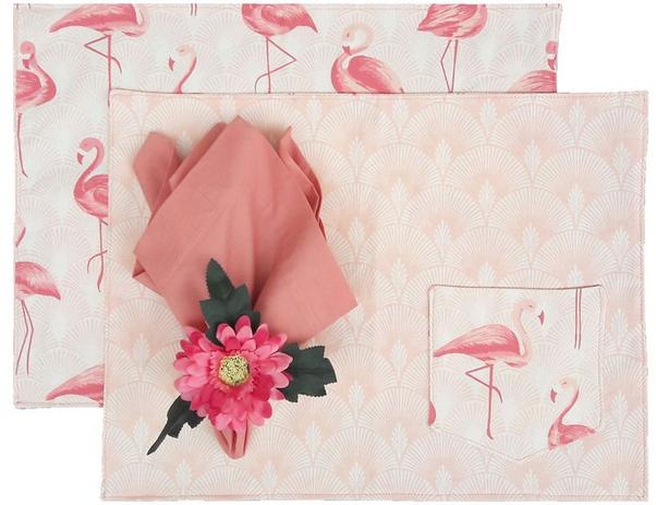 Kit Jogo Americano 6 Lugares Flamingos Rosa Dupla Face - Americanos Cia Menor preço em Kit Jogo Americano 6 Lugares Flamingos Rosa Dupla Face - Americanos Cia