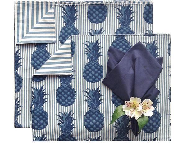 Kit  Jogo Americano  e Trilho de Mesa Abacaxi Azul 4 Lugares - Lari ribeiro home é boa?