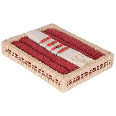 kit Jogo Americano Jacquard 19 Peças Lacre - Artesanal teares Menor preço em kit Jogo Americano Jacquard 19 Peças Lacre - Artesanal teares
