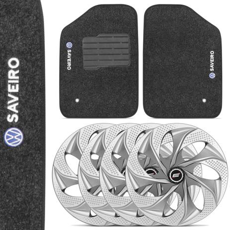 Kit Jogo Calotas DS4 Silver Graphite Cinza com Prata + Tapetes Grafite Saveiro G3 00 a 05 - Prime Menor preço em Kit Jogo Calotas DS4 Silver Graphite Cinza com Prata + Tapetes Grafite Saveiro G3 00 a 05 - Prime