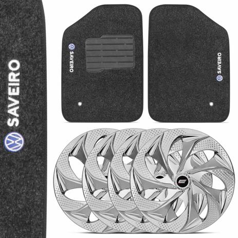Kit Jogo Calotas Tuning Chrome Prata Cromado + Tapetes Grafite Saveiro G3 00 a 05 - Prime Menor preço em Kit Jogo Calotas Tuning Chrome Prata Cromado + Tapetes Grafite Saveiro G3 00 a 05 - Prime