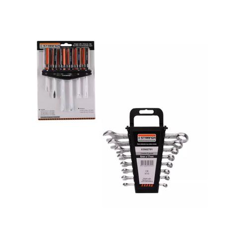 Kit Jogo Chave Fenda-philips Magnética +jogo Chave Combinada - Starfer Menor preço em Kit Jogo Chave Fenda-philips Magnética +jogo Chave Combinada - Starfer