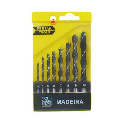 Kit jogo de broca madeira 8 peças - Fertak Menor preço em Kit jogo de broca madeira 8 peças - Fertak