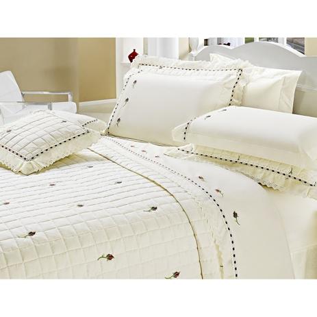 Kit Jogo de Cama Lençol Bordado 200 Fios Queen Felicitá 04 Peças - Marfim - Vilela enxovais é boa?