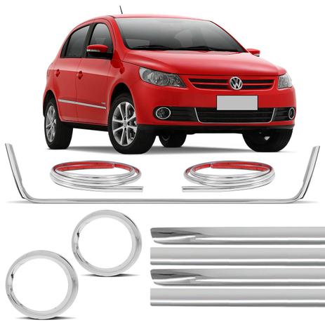 Kit Jogo de Friso Lateral Gol Voyage Saveiro G5 + Aro Cromado Milha + Friso Cromado Grade Inferior - Prime Menor preço em Kit Jogo de Friso Lateral Gol Voyage Saveiro G5 + Aro Cromado Milha + Friso Cromado Grade Inferior - Prime