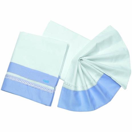 Kit Jogo de Lençol Berço Americano Azul - Incomfral Menor preço em Kit Jogo de Lençol Berço Americano Azul - Incomfral