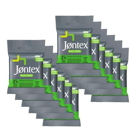 Kit Jontex Preservativo Lubrificado Maçã Verde - 12 unid. Menor preço em Kit Jontex Preservativo Lubrificado Maçã Verde - 12 unid.