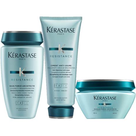 Kit Kérastase Résistance Force Architect Shampoo 250ml + Condicionador 200ml + Máscara 200g Menor preço em Kit Kérastase Résistance Force Architect Shampoo 250ml + Condicionador 200ml + Máscara 200g