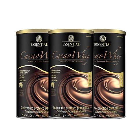 Kit Kfit 3x Cacao Whey Essential - Essential nutrition Menor preço em Kit Kfit 3x Cacao Whey Essential - Essential nutrition