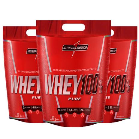 Kit Kfit 3x Super Whey 100 Pure Baunilha - Integral medica Menor preço em Kit Kfit 3x Super Whey 100 Pure Baunilha - Integral medica