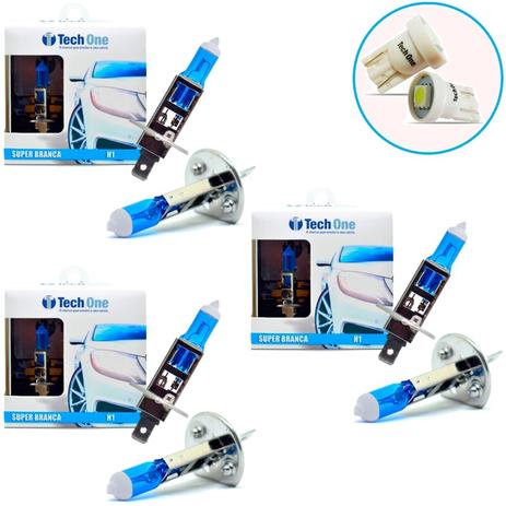 Kit Lampada H1 H1 H1 Super Branca 6000k Tipo Xenon + Pingo Led - Techone Menor preço em Kit Lampada H1 H1 H1 Super Branca 6000k Tipo Xenon + Pingo Led - Techone