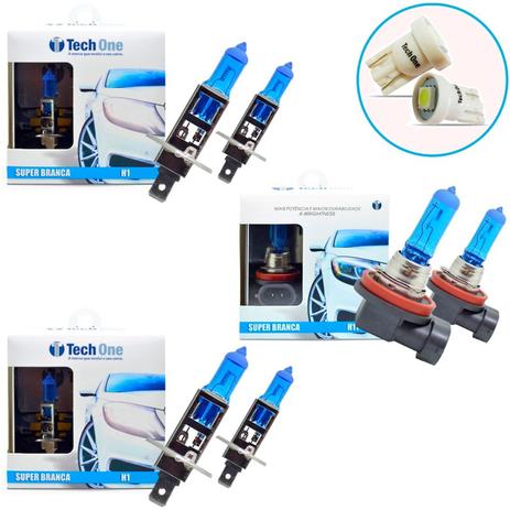 Kit Lampada H1 H1 H11 Super Branca 8500k Tipo Xenon + Pingo Led - Techone Menor preço em Kit Lampada H1 H1 H11 Super Branca 8500k Tipo Xenon + Pingo Led - Techone