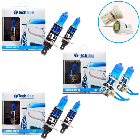Kit Lampada H1 H1 H3 Super Branca 8500k Tipo Xenon + Pingo Led - Techone Menor preço em Kit Lampada H1 H1 H3 Super Branca 8500k Tipo Xenon + Pingo Led - Techone