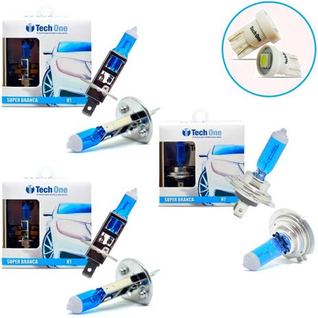 Kit Lampada H1 H1 H7 Super Branca 6000k Tipo Xenon + Pingo Led - Techone Menor preço em Kit Lampada H1 H1 H7 Super Branca 6000k Tipo Xenon + Pingo Led - Techone