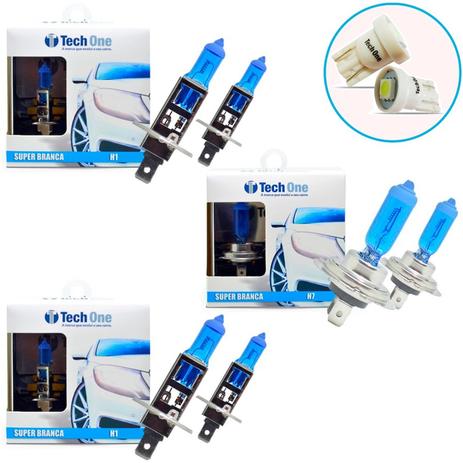 Kit Lampada H1 H1 H7 Super Branca 8500k Tipo Xenon + Pingo Led - Techone Menor preço em Kit Lampada H1 H1 H7 Super Branca 8500k Tipo Xenon + Pingo Led - Techone