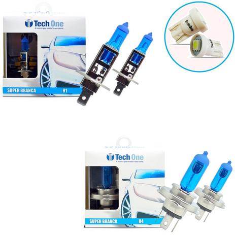 Kit Lampada H1 H4 Super Branca 8500k Tipo Xenon + Pingo Led - Techone Menor preço em Kit Lampada H1 H4 Super Branca 8500k Tipo Xenon + Pingo Led - Techone