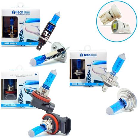 Kit Lampada H1 H7 H11 Super Branca 6000k Tipo Xenon + Pingo Led - Techone Menor preço em Kit Lampada H1 H7 H11 Super Branca 6000k Tipo Xenon + Pingo Led - Techone
