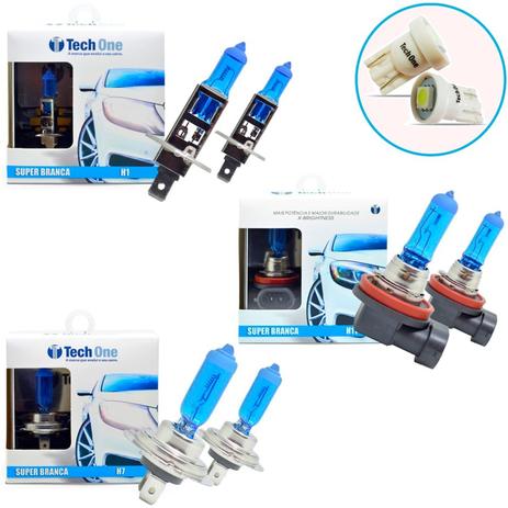 Kit Lampada H1 H7 H11 Super Branca 8500k Tipo Xenon + Pingo Led - Techone Menor preço em Kit Lampada H1 H7 H11 Super Branca 8500k Tipo Xenon + Pingo Led - Techone