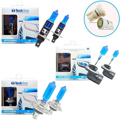 Kit Lampada H1 H7 H27 Super Branca 8500k Tipo Xenon + Pingo Led - Techone Menor preço em Kit Lampada H1 H7 H27 Super Branca 8500k Tipo Xenon + Pingo Led - Techone