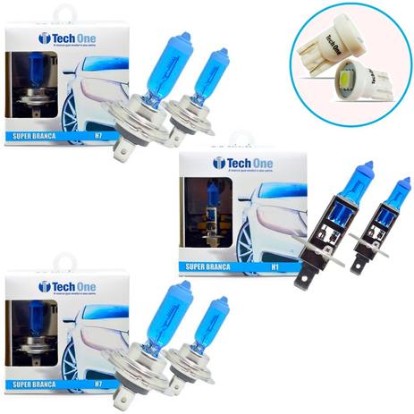 Kit Lampada H1 H7 H7 Super Branca 8500k Tipo Xenon + Pingo Led - Techone Menor preço em Kit Lampada H1 H7 H7 Super Branca 8500k Tipo Xenon + Pingo Led - Techone