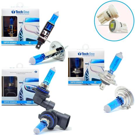 Kit Lampada H1 H7 HB4 Super Branca 6000k Tipo Xenon + Pingo Led - Techone Menor preço em Kit Lampada H1 H7 HB4 Super Branca 6000k Tipo Xenon + Pingo Led - Techone