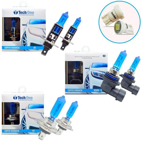 Kit Lampada H1 H7 HB4 Super Branca 8500k Tipo Xenon + Pingo Led - Techone Menor preço em Kit Lampada H1 H7 HB4 Super Branca 8500k Tipo Xenon + Pingo Led - Techone