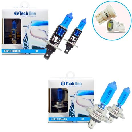 Kit Lampada H1 H7 Super Branca 8500k Tipo Xenon + Pingo Led - Techone Menor preço em Kit Lampada H1 H7 Super Branca 8500k Tipo Xenon + Pingo Led - Techone