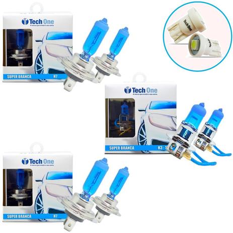 Kit Lampada H3 H7 H7 Super Branca 8500k Tipo Xenon + Pingo Led - Techone Menor preço em Kit Lampada H3 H7 H7 Super Branca 8500k Tipo Xenon + Pingo Led - Techone