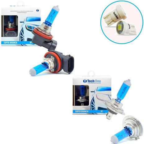 Kit Lampada H7 H11 Super Branca 6000k Tipo Xenon + Pingo Led - Techone Menor preço em Kit Lampada H7 H11 Super Branca 6000k Tipo Xenon + Pingo Led - Techone