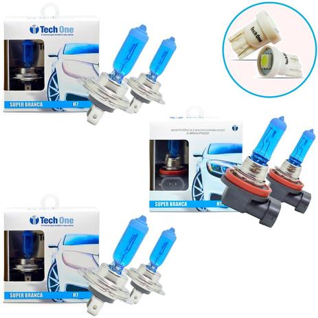 Kit Lampada H7 H7 H11 Super Branca 8500k Tipo Xenon + Pingo Led - Techone Menor preço em Kit Lampada H7 H7 H11 Super Branca 8500k Tipo Xenon + Pingo Led - Techone