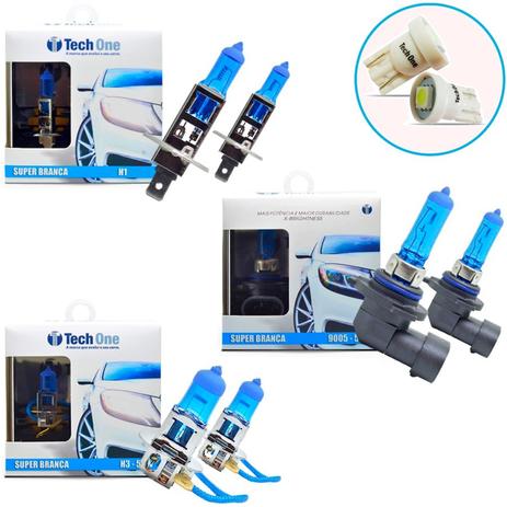 Kit Lampada HB3 H1 H3 Super Branca 8500k Tipo Xenon + Pingo Led - Techone Menor preço em Kit Lampada HB3 H1 H3 Super Branca 8500k Tipo Xenon + Pingo Led - Techone