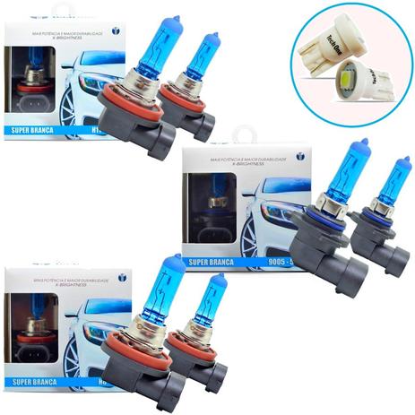 Kit Lampada HB3 H11 H8 Super Branca 8500k Tipo Xenon + Pingo Led - Techone Menor preço em Kit Lampada HB3 H11 H8 Super Branca 8500k Tipo Xenon + Pingo Led - Techone
