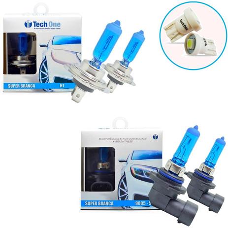 Kit Lampada HB3 H7 Super Branca 8500k Tipo Xenon + Pingo Led - Techone Menor preço em Kit Lampada HB3 H7 Super Branca 8500k Tipo Xenon + Pingo Led - Techone