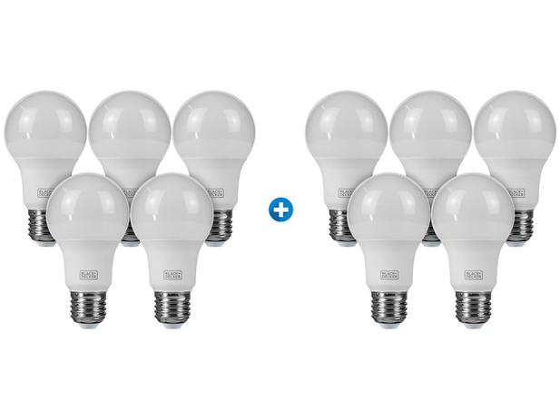 Kit Lâmpada LED 10 Unidades 9,8W 3000K Amarela - Black + Decker Bulbo A60 Menor preço em Kit Lâmpada LED 10 Unidades 9,8W 3000K Amarela - Black + Decker Bulbo A60