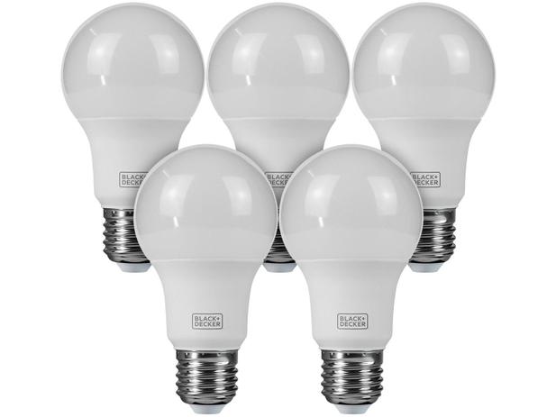 Kit Lâmpada LED 5 Unidades 9,8W 3000K Amerela - Black + Decker Bulbo A60 Menor preço em Kit Lâmpada LED 5 Unidades 9,8W 3000K Amerela - Black + Decker Bulbo A60