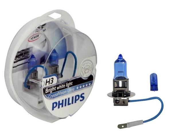 Kit Lâmpada Philips Crystal Vision Ultra H3 - Luz branca Menor preço em Kit Lâmpada Philips Crystal Vision Ultra H3 - Luz branca