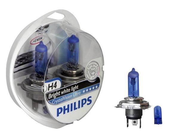 Kit Lâmpada Philips Crystal Vision Ultra H4 - Luz branca Menor preço em Kit Lâmpada Philips Crystal Vision Ultra H4 - Luz branca
